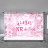 Aperturee - Rosa Onederland Schneeflocken Wald Winter Hintergrund